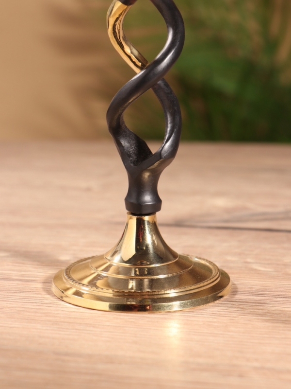 Подсвечник на 1 свечу "Золотое сечение" латунь, черный с золотом 7х7х24,5 см