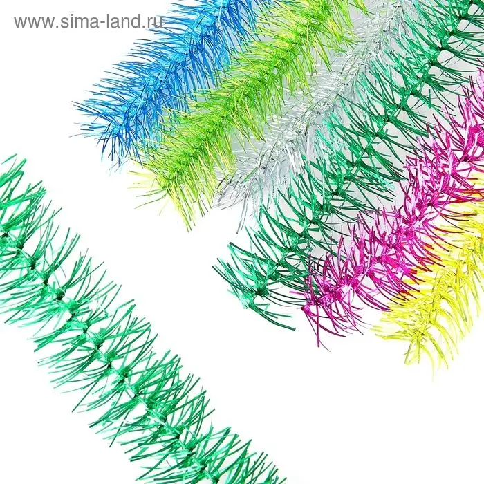 Мишура новогодняя &laquo;Пушистая&raquo; d-3,5 см, L-200 см, МИКС