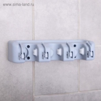 Держатель для уборочного инвентаря с крючками Доляна, 26&times;6&times;10 см, цвет серый