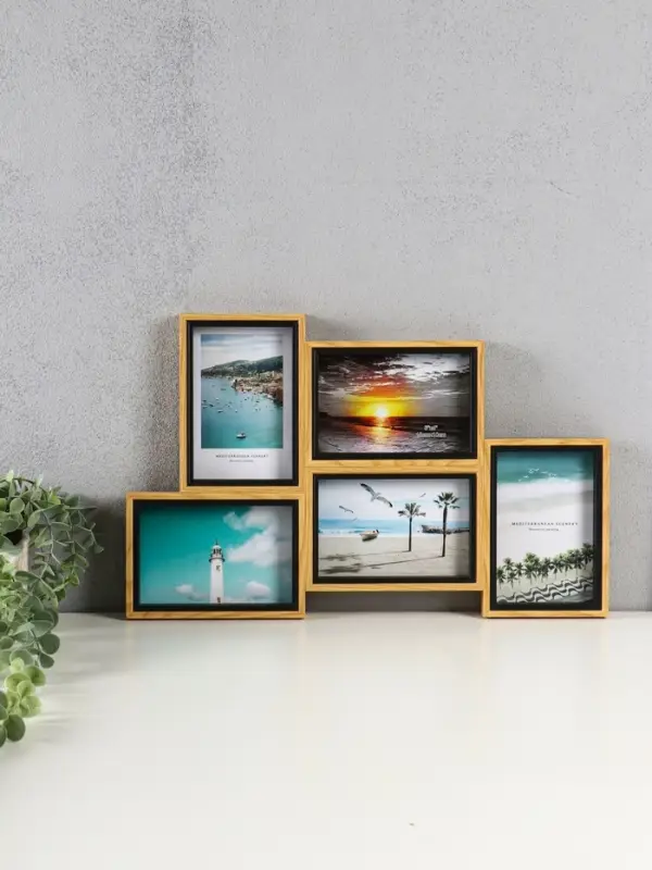 Фоторамка МДФ, стекло на 5 фото 10х15 "Сливки" 28,5х45,5х2,2 см