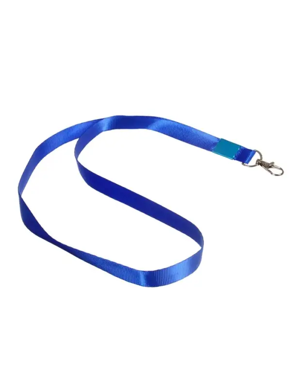 Лента для бейджа, ширина-15 мм, длина-80 см, с металлическим карабином, синяя