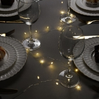 Гирлянда &laquo;Мишура&raquo; 1 м роса, IP20, серебристая нить, 20 LED, батарейки CR2032х2 (в комплекте), свечение тёплое белое