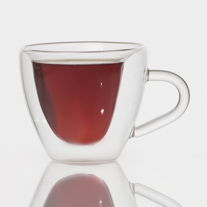 Кружка стеклянная с двойными стенками Magistro &laquo;Сердце&raquo;, 150 мл, 11&times;8&times;7,5 см