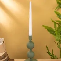 Подсвечник на 1 свечу текстурный "Болотный" с 2 сферами 8,5х8,5х18 см