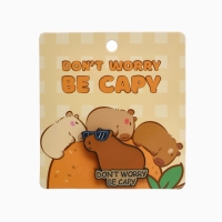 Значок &laquo;Капибара&raquo; не волнуйся, оранжевый в чёрном металле