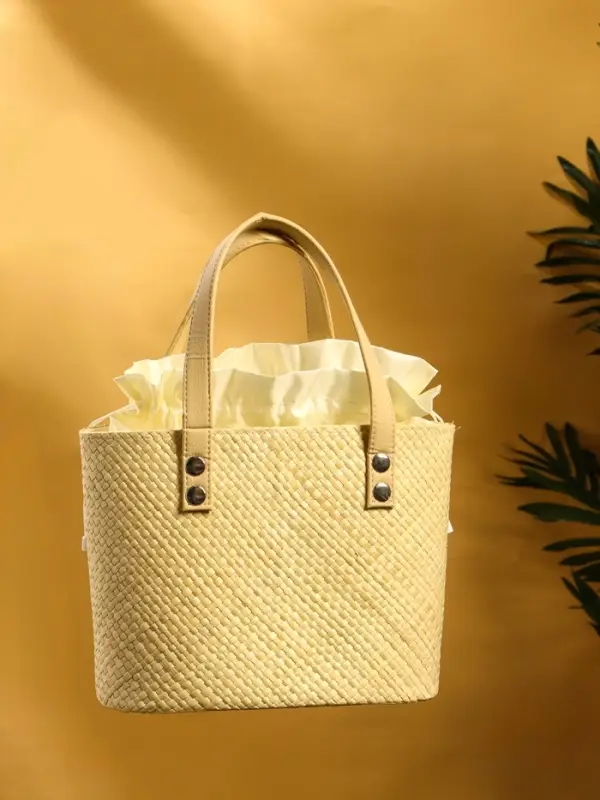 Сумка плетёная из пандана 25х18х38 см, цв. бежевый