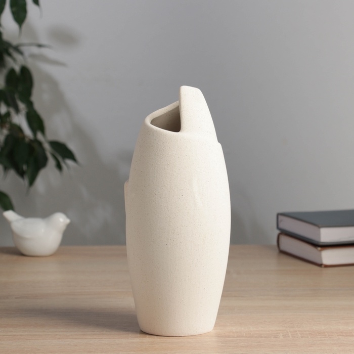 Керамическая ваза декоративная настольная &laquo;Уилстон&raquo;, для цветов, сухоцветов, d-5 см, 22&times;9.5 см, бежевый