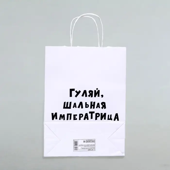 Пакет подарочный &laquo;Гуляй шальная императрица&raquo;, 24&times;14&times;28 см, 1 шт.