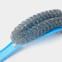 Губка для посуды Доляна, с ручкой, металлическая, 24&times;5&times;5 см, МИКС