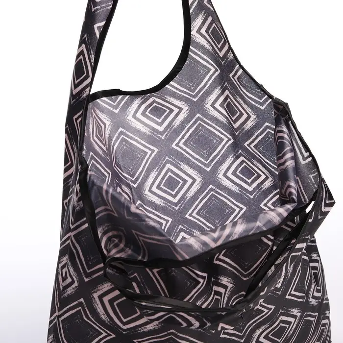 Сумка хозяйственная без застёжки, складная, цвет чёрный