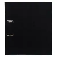 Папка-регистратор А4, 75 мм, Lamark, ПВХ, двухстороннее покрытие, металлическая окантовка, карман на корешок, собранная, черный/черный