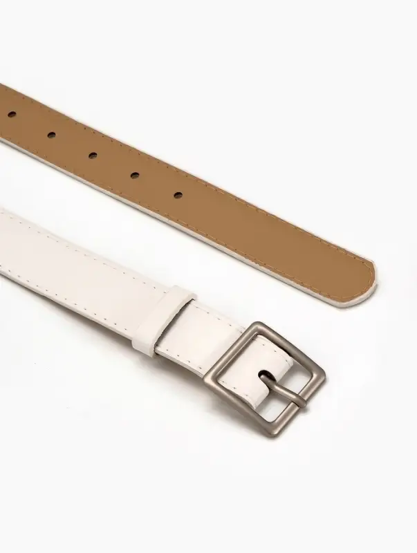 Ремень жен 05-01-02-01, Июнь2508, 3*0,3*110 см, без винта, пряж мат металл, 1 прокол, белый   109031