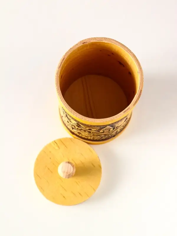 Туес "Деревенька", D8смхH(с хватком)15,5см, береста