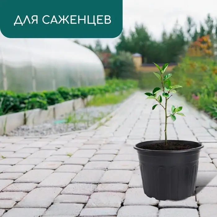 Горшок для рассады, 4 л, d=21 см, h=15 см, мягкий пластик, чёрный, Greengo