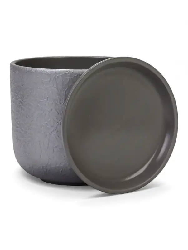 Горшок цветочный с поддоном 1,6 л, d15/h13 см серый керамика, "Перл" (М)