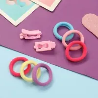 Набор для волос "Карамель" (10 резинок 3 см, 2 зажима 3 см) бесконечность, розовый