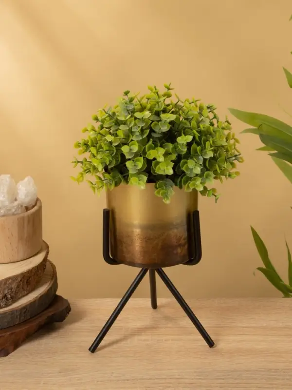 Кашпо на подставке "Малахит" железо 12х12х21 см