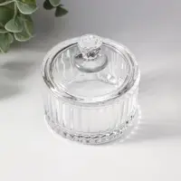 Шкатулка стекло "Полосы и бриллиант" прозрачная 6,5х6,5х7 см