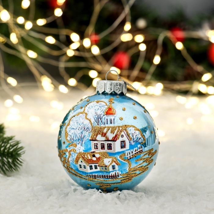 Шар "Город на Рождество 2", 80 мм., в подарочной упаковке