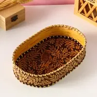 Сухарница традиционная "Птичка в рябине", 23х15х4,5см, Береста