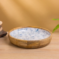 Блюдо "Синие птицы" дерево манго 25х25х4,5 см