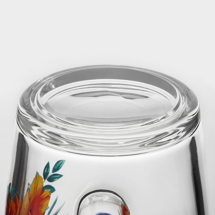 Кружка стеклянная &laquo;Тропические цветы&raquo;, 300 мл, рисунок МИКС