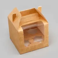 Коробка для 4 капкейков, крафт 16&times;16&times;14 см