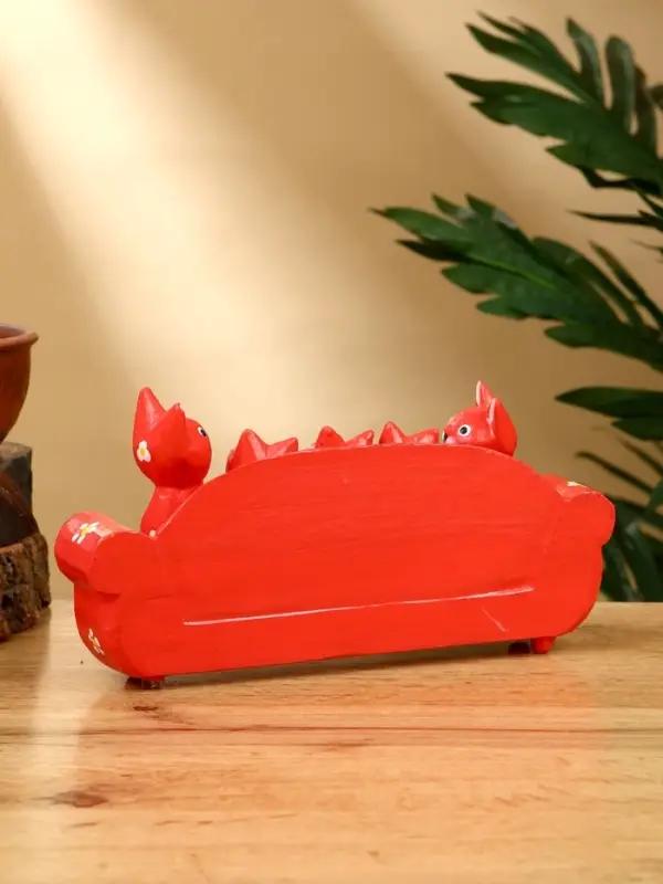 Сувенир "Кошачье семейство" дерево 20х5х10 см, цв. красный