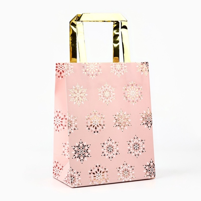 Пакет подарочный новогодний ламинированный &laquo;Танец снежинок&raquo;, MS 23 x 18 х 10 см