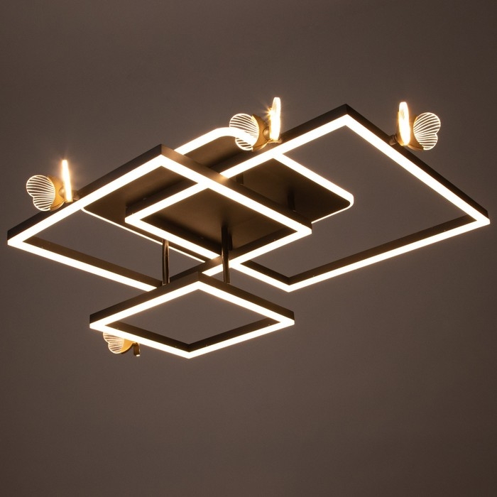 Люстра "Бабочки Тетра" 108Вт LED 3000-6000К черный 75х75х15см BayerLux