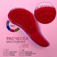 Расчёска массажная, 8 &times; 18,5 см, PVC коробка, цвет МИКС