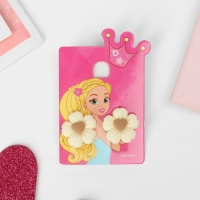 Клипсы детские &laquo;Выбражулька&raquo; цветок с сердечком, цвет бежево-коричневый