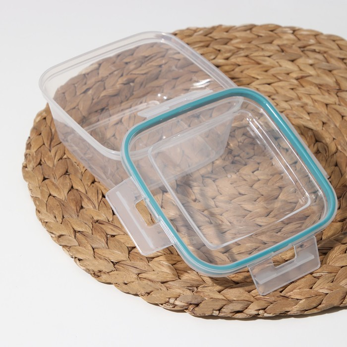 Набор контейнеров для продуктов с защёлкой, герметичная крышка, 3 шт: 400 мл, 800 мл, 1,5 л, прозрачные, крышка голубая