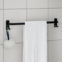 Держатель для полотенец, 4 крючка, 58&times;10&times;7,5 см, цвет чёрный