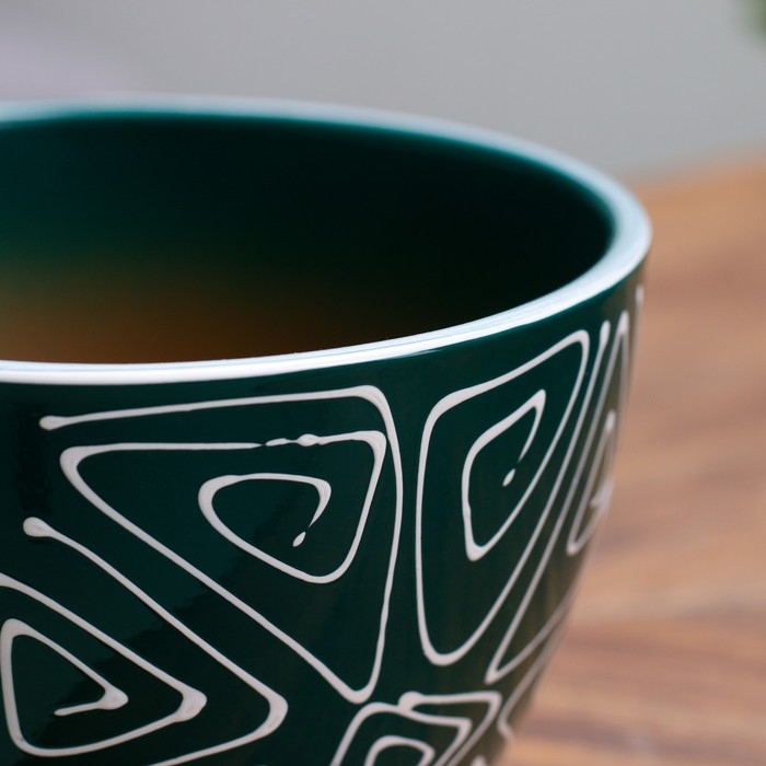 Горшок цветочный Абстракция зеленая 1,65 л