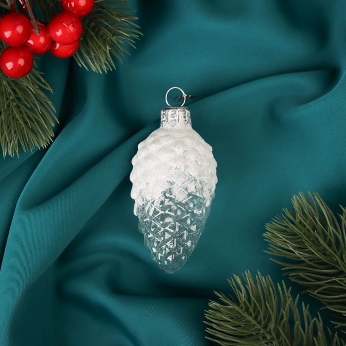 Ёлочное украшение "Шишка в снегу" микс, в подарочной упаковке, h-8см