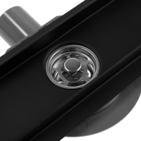 Трап ZEIN engr, c флaнцeм свободного вращ 360&deg;, 7*60 см, d=40/50 мм, нерж сталь, черный