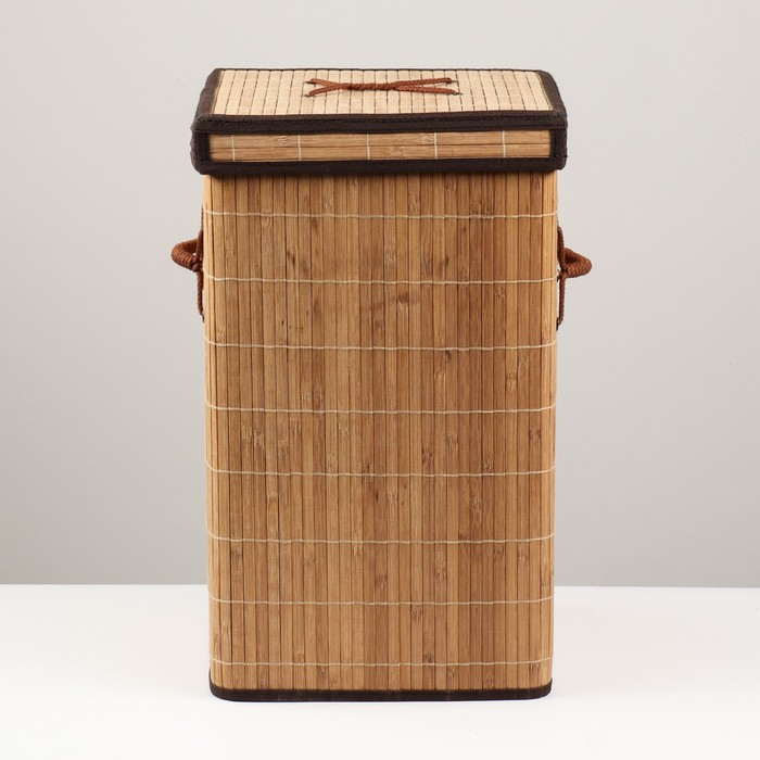 Корзина для хранения,квадрат, с ручками, складная, 30&times;30&times;50 см, бамбук