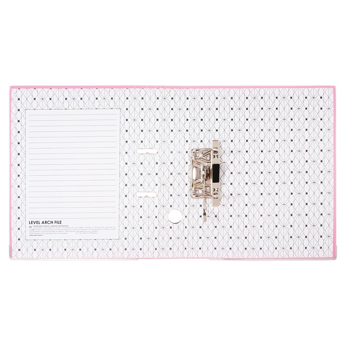 Папка-регистратор А4, 50 мм, Calligrata, ПВХ, тиснение "лен", металлическая окантовка, карман на корешок, собранная, розовая, микс