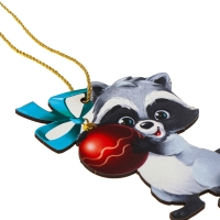 Ёлочная деревянная подвеска &laquo;Новый год! Енотик&raquo;