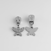 Бегунок автоматический для металлической молнии, №5, декоративный &laquo;Бабочка&raquo;, 10 шт, цвет никель