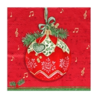 Новогодние салфетки бумажные Home Collection &laquo;Музыкальный шар на красном&raquo;, 3 слоя, 33х33 см, 20 шт