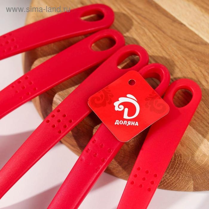 Набор кухонных принадлежностей Доляна &laquo;Точки&raquo;, 5 предметов, цвет красный
