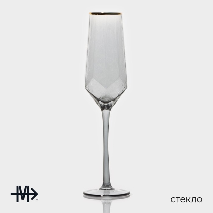Набор бокалов для шампанского стеклянный Magistro &laquo;Дарио&raquo;, 180 мл, 7&times;27,5 см, 6 шт, цвет графит