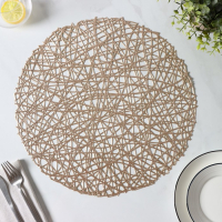 Салфетки сервировочные на стол Доляна &laquo;Паутинка&raquo;, d=38 см, 4 шт, цвет золотой