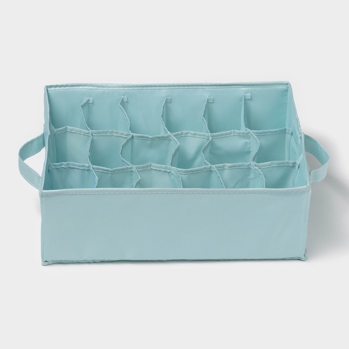 Органайзер для хранения белья &laquo;Комфорт&raquo;, 18 ячеек, 35&times;24&times;13 см, цвет бирюзовый