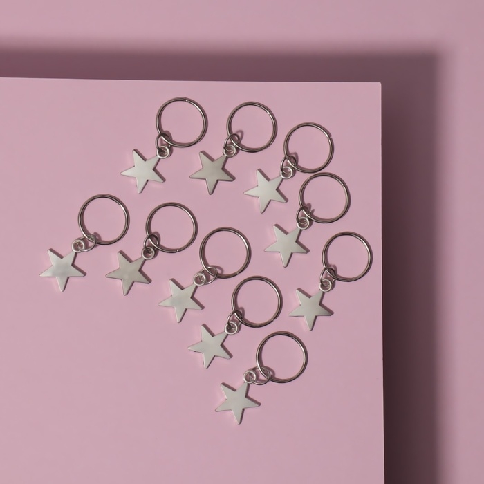 Пирсинг для волос &laquo;Звезда&raquo;, 2,8 &times; 1,3 см, 10 шт, цвет серебристый