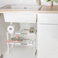 Полка под раковину раздвижная, 26&times;50(70)&times;38 см, цвет белый