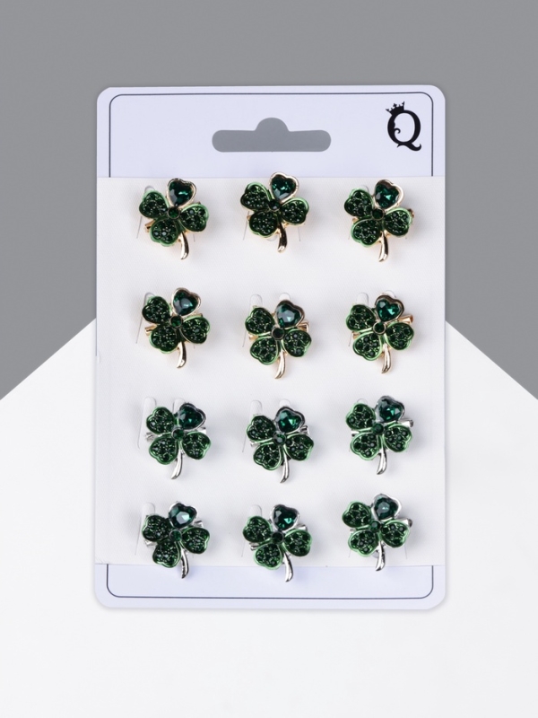 Брошь &laquo;Клевер&raquo;, МИКС, (неделимая фасовка 12 шт., цена за шт.)