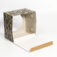 Новый год. Коробка для торта новогодняя с окном &laquo;Ветки ели&raquo;, 30 х 30 х 19 см